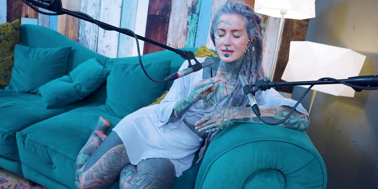 I talk about G - Grattitude- ASMR podcast SFW talking goth skinny girl dreadlocks tattoo model inked girl