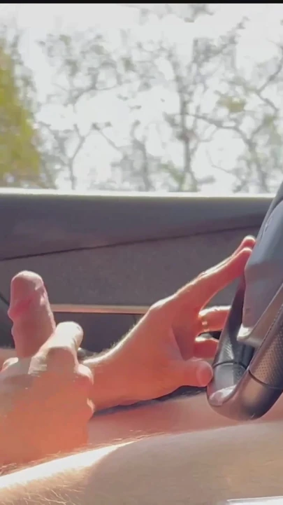 🚗 Beenjoy - Big cock masturbation in the car and big cumshot on the side of the road completely naked | Clip 1