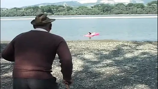 Teen Pisses and Fucks Horny Grandpa Outdoor