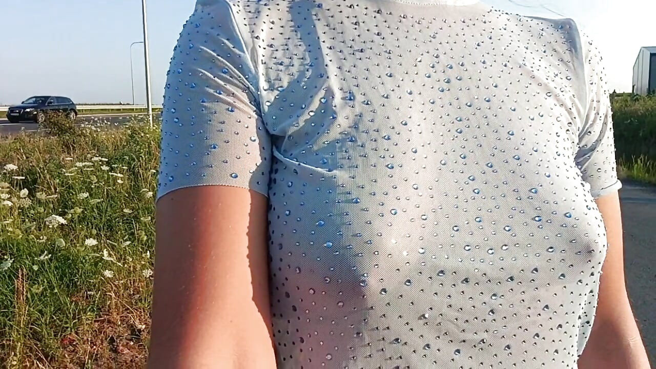 public flashing of tits and risky peeing by the road