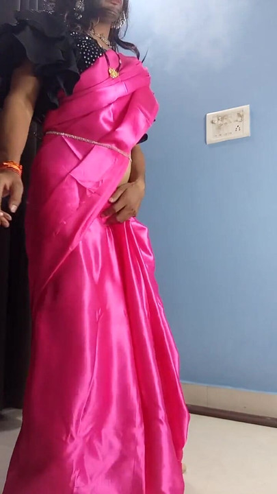 Gorgeous satin pink saree and satin peticot | Clip 2