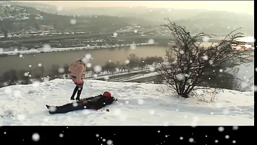 Young MILF Fucked and Creampied in Pussy by Big Hard Cock in the Snow