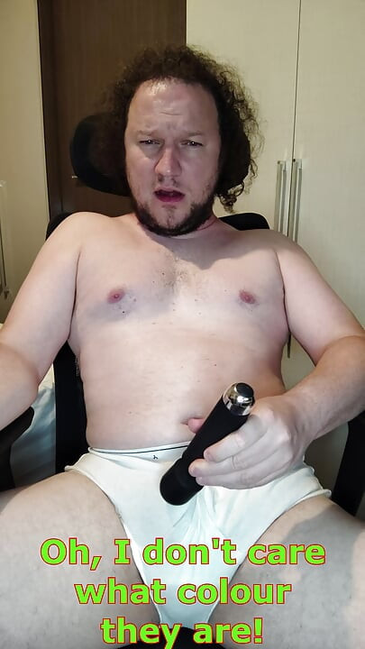Verbal tease and cum in white Jockey Y-front full rise briefs