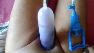 Pumping pierced cock