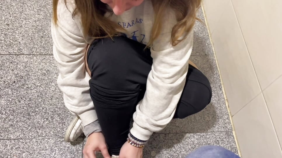 blonde gives blowjob and gets fucked in public