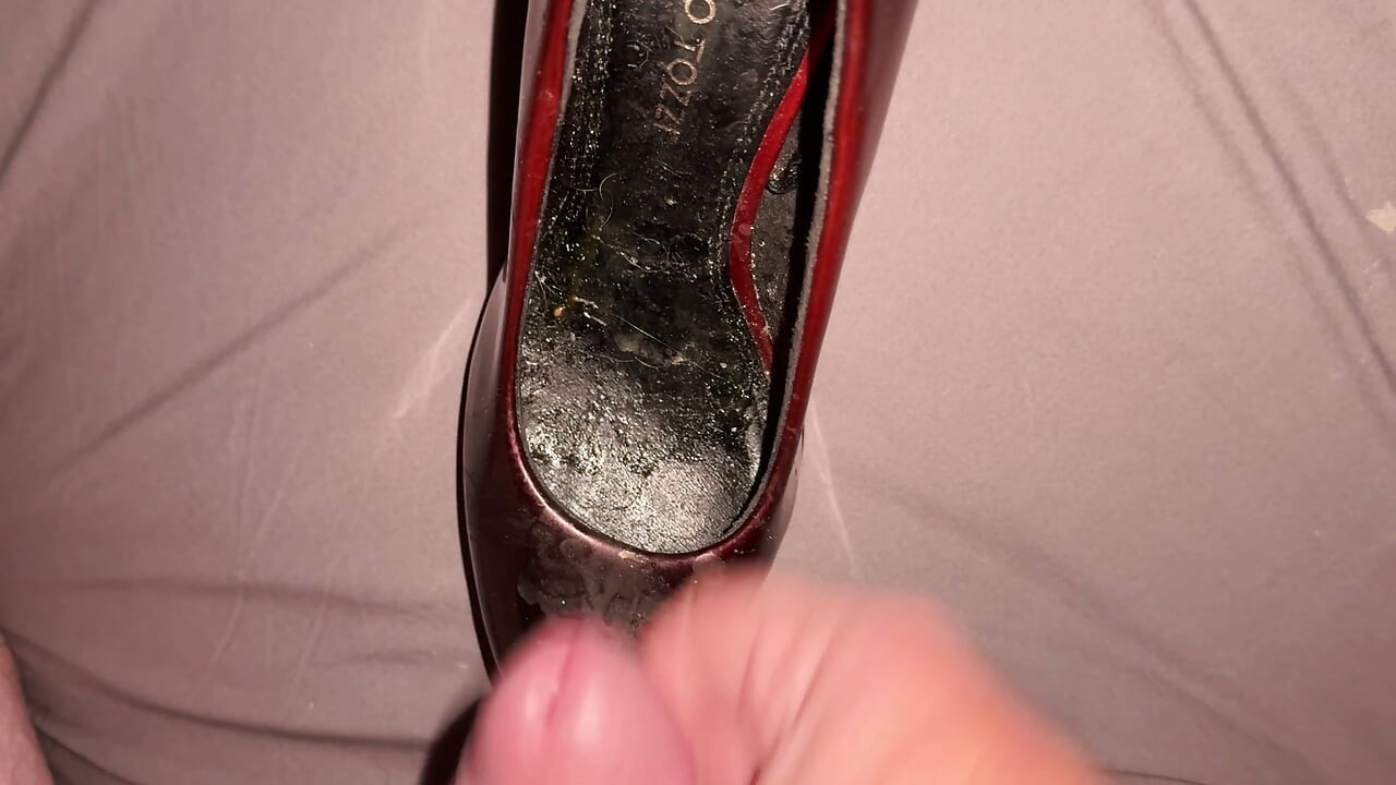 Cumming on red and black patents