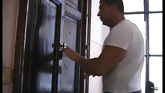 Amateur skinny girl hard banged from behind by a big muscled guy
