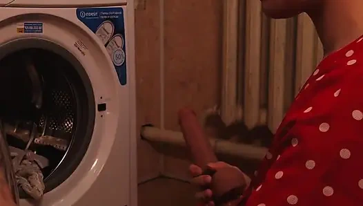 Laundry day. I Caught My Neighbor Jerking Off In The Laundromat And Fucked Her Holes Hard (Amateur Comedy Porn)