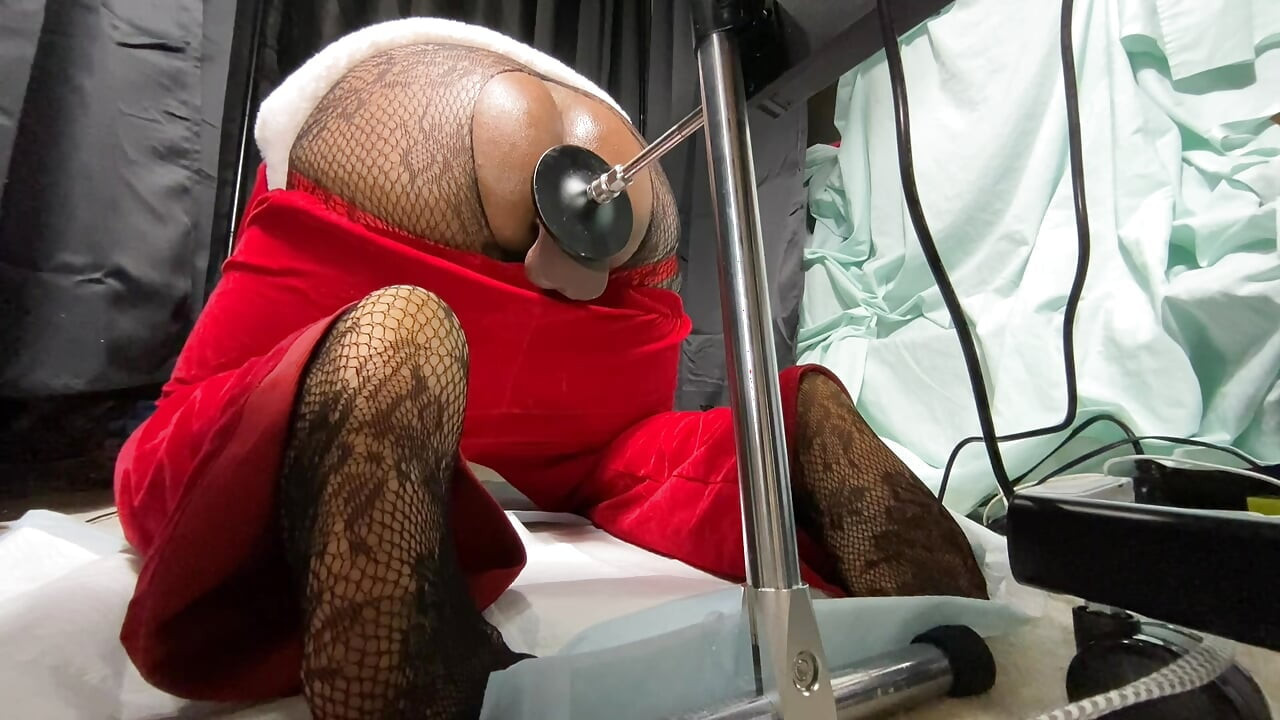 Punggung gelembung besar Santa dikongkek dildo mesin seks besar sehingga orgasme prostat untuk hadiah Krismas