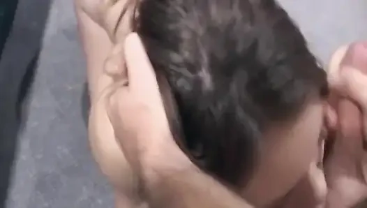 Mature Brunette MILF Gives Sloppy Blowjob on Couch