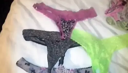 SIL thongs on hotel room bed pre stroking