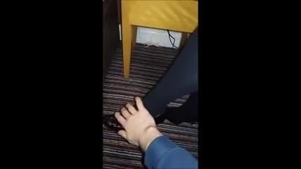Stroking wife's crossed legs