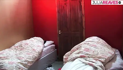 Bitch moans as she gets fucked by a dildo then a massive cock