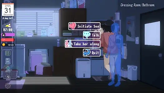 Хентай игра - хардкорная секс-сцена грудастой крошки с большими сиськами и крошкой с мясистой задницей зимой