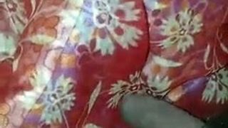 Hot red saree cumshot