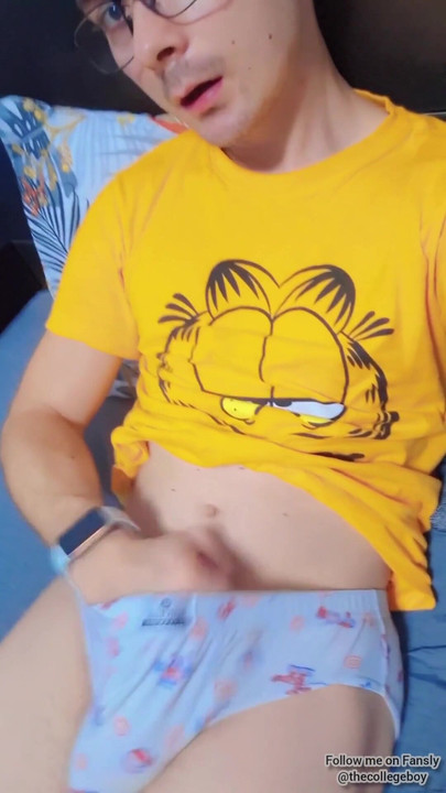 College Boy Enjoys Jerking Off A Big Dick And Cums All Over Himself | Clip 1