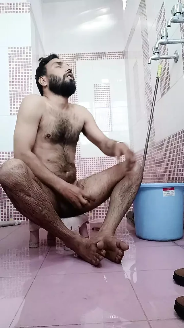 Enjoy indian man with morning bath