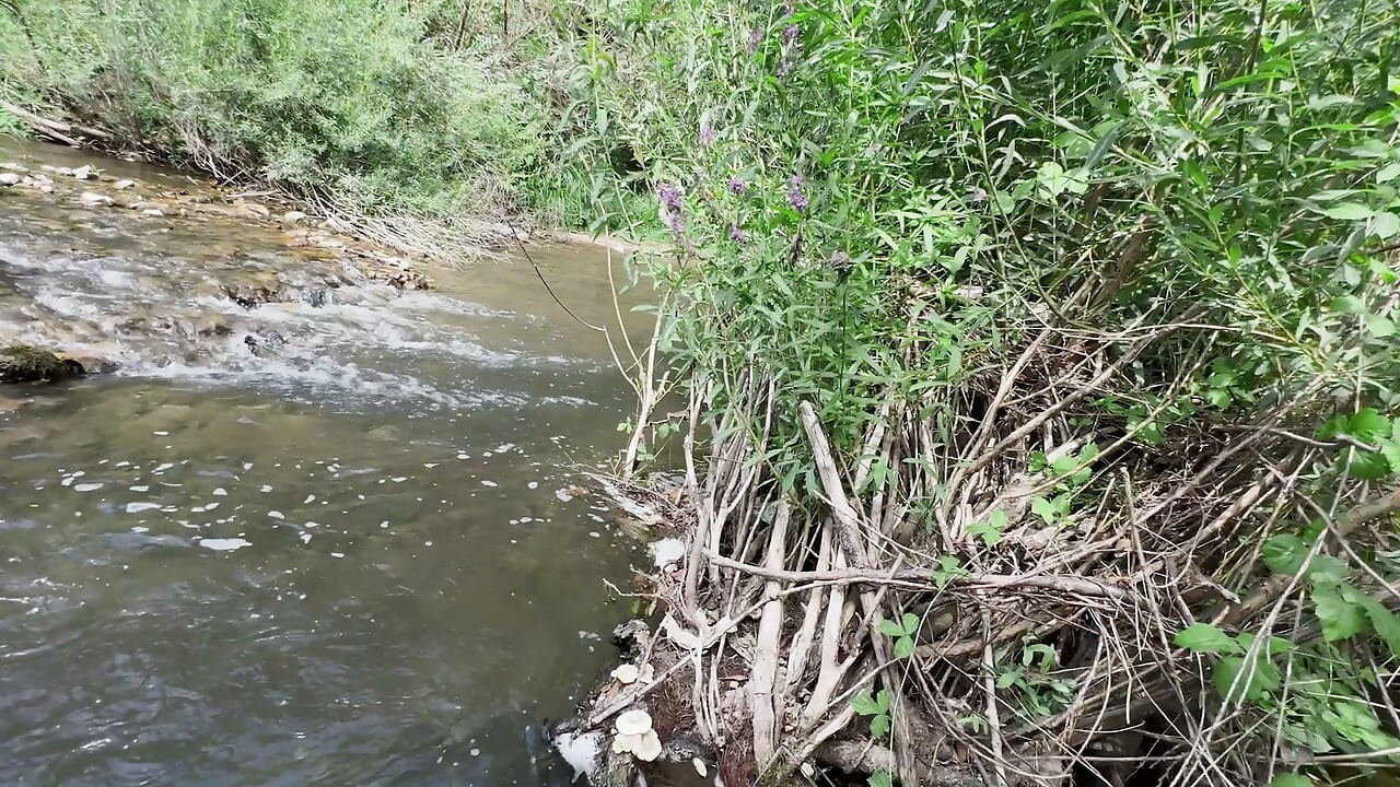 Wet Outdoor River Sex: POV Doggy, Cowgirl & Messy Belly Cumshot - Real Amateur Couple