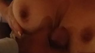 Fucking with my tits, sucking cock and I receive cum on my n