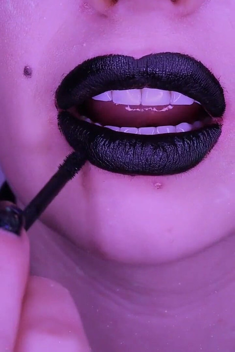 Glossy black lips get total control over you! Mesmerizing JOI