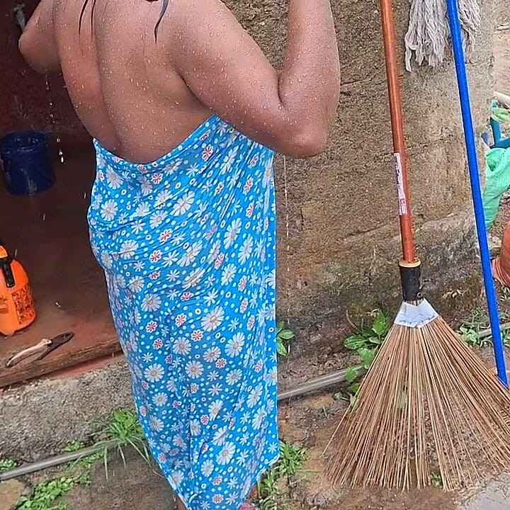 Hot Step Mom Bathing Outdoor