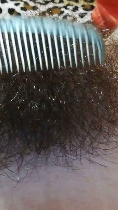 Hairy pussy fetish brushing the bush closeup | Clip 2