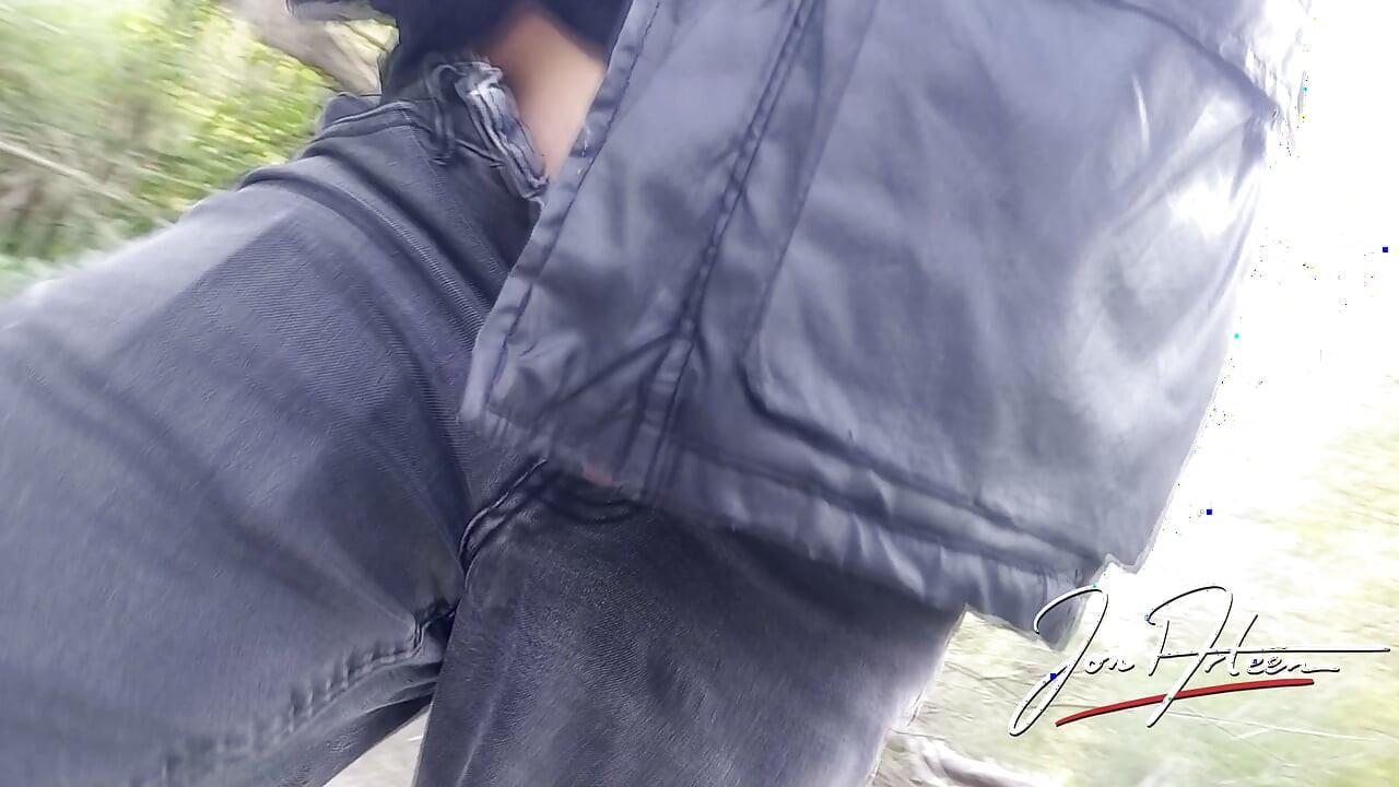 Gay boy Jon Arteen freeballing showing his dick and naked ass outdoor