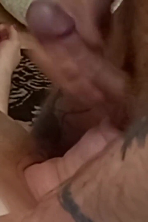 Cumming on a fat milf after penis masturbation