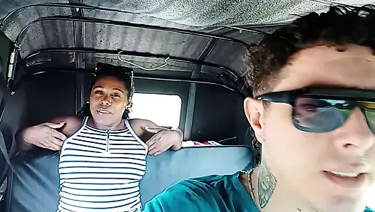 I take my stepsister in my car but she starts touching herself inside the car