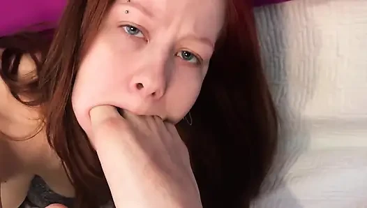 Beautiful Redhead Is Sucking My Feet and Toes POV
