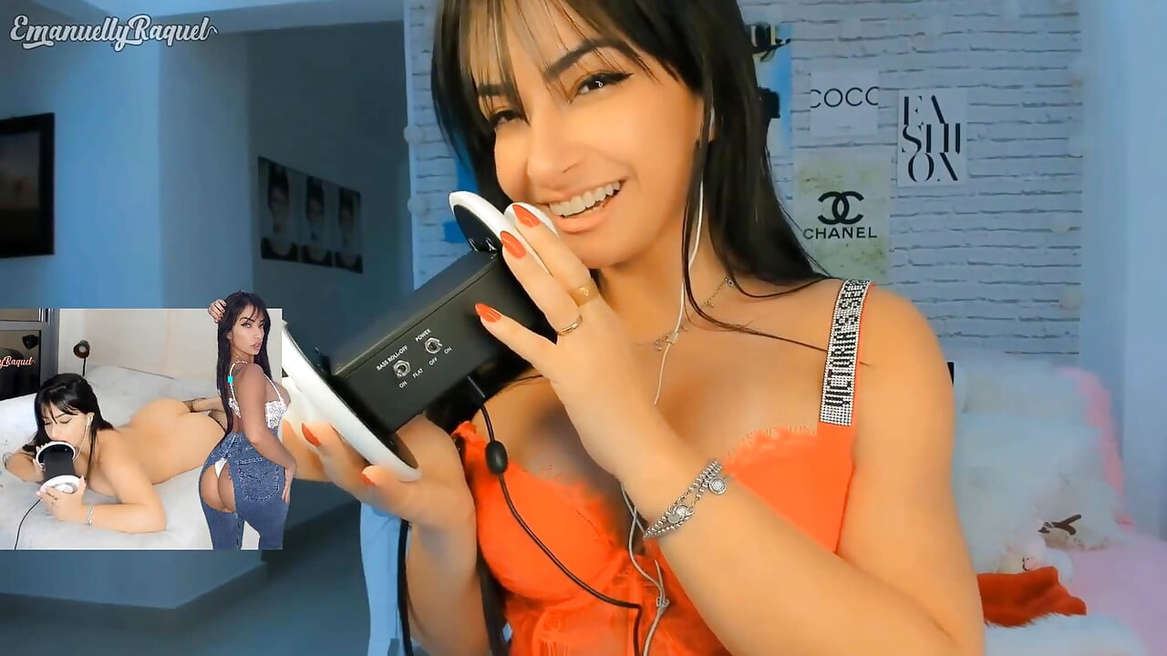 Asmr Intense Emanuelly Raquel leckt das Ohr und reibt PPK ins Gesicht