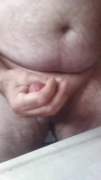 Handsome Mature Chubby with Big Fat Cock Masturbating with His Very Hard Cock Until He Cums a Lot