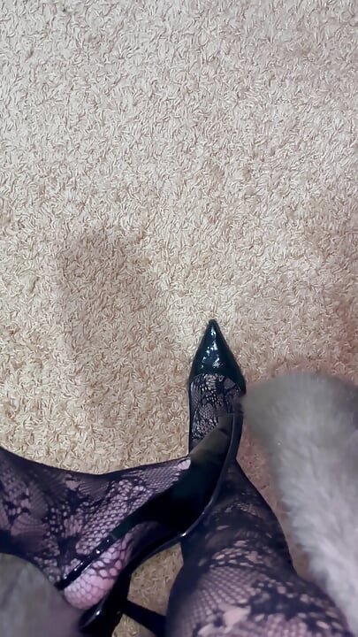 Playing with My Legs in Sexy Stockings and Heels