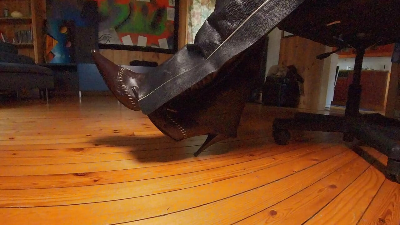 Leather chaps and pointy boots