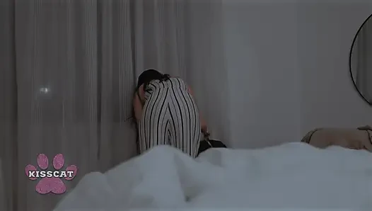 Only One Bed! mature man Shares a Hotel Room with His hot roommate - MrCat