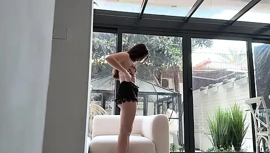 Step Sister Wearing My Girlfriend's Lingerie and I Got Hard Fuck Her - Cum Inside!