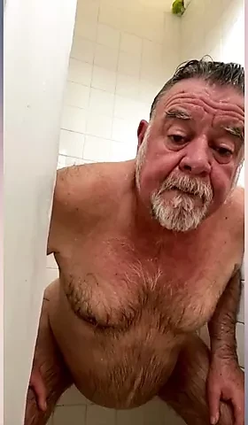 Grandpa takes a shower
