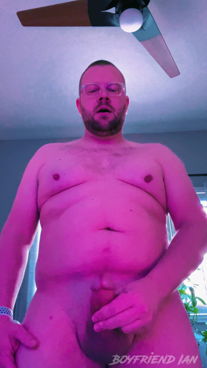 Chub with a thick cock tugs out a messy load up close!