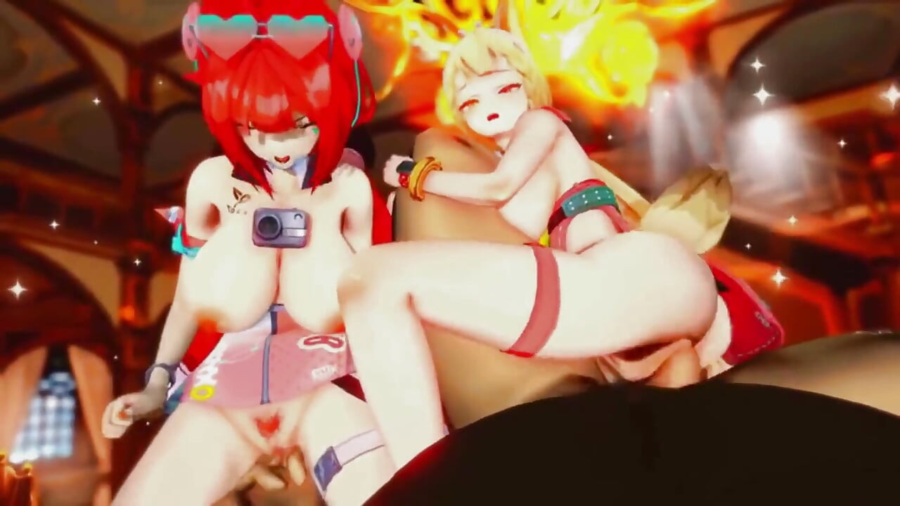 Zenless Zone Zero - FFM Yuzuha e Alice Trocam pau e se revezam cavalgando - 3D Hentai Animations