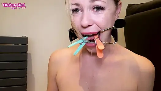 Drool Slut: Soaked in Spit with Gags and Pegs