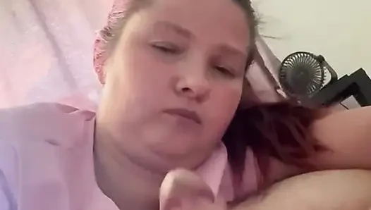 Sucking his thick cock