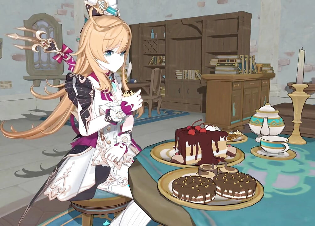 Genshin Impact - Escoffiers søte kake og begjærlig sex - 3D Hentai-animasjon