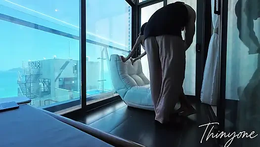 Small Asian Girl having fun with White Guy in many ways