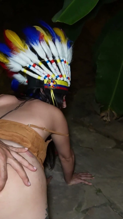 Horny Colombian with Huge Tits Plays with Her Pussy and Rides on a Big Cock in the Middle of the Forest - Jenifer Play