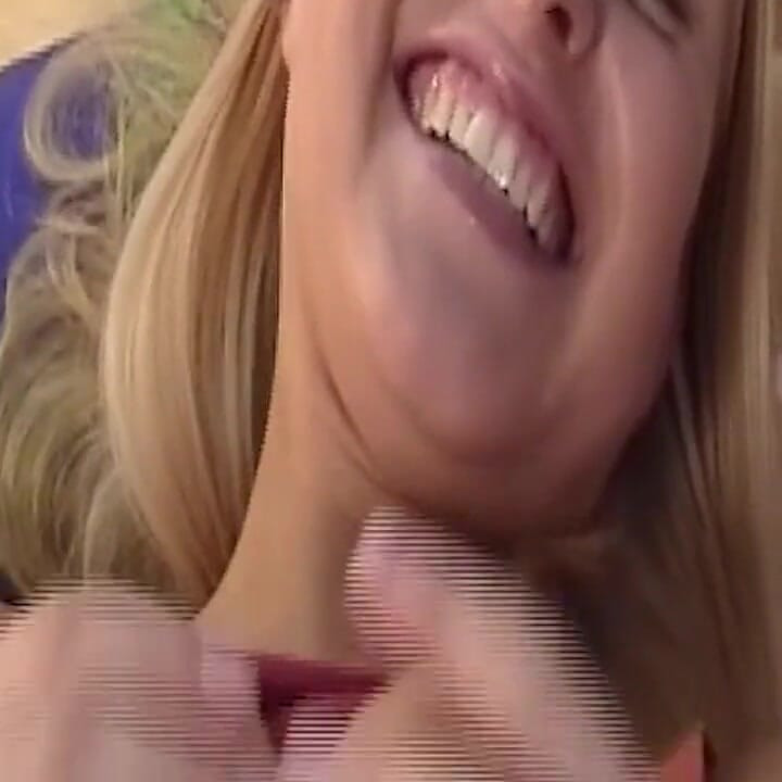 Blonde Slides Thick Purple Dildo Deep Inside