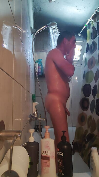 Having bath