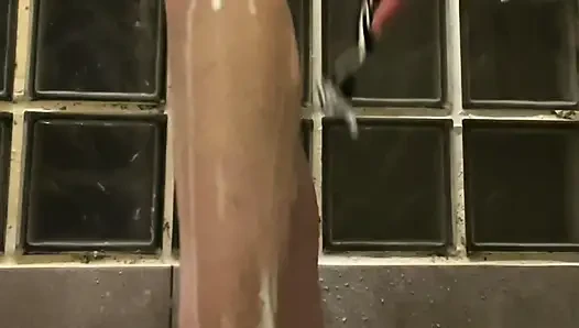 Athena shaves her legs her pussy and pees