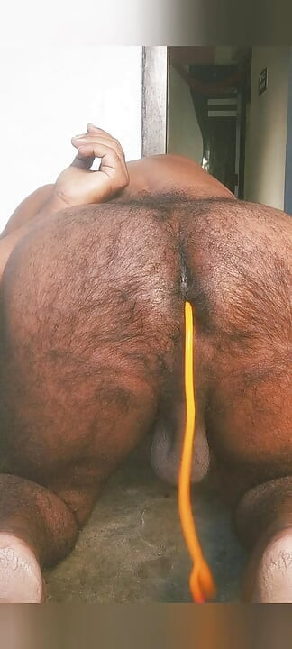 Anal catheter insert into indian Pierced hairy anal.