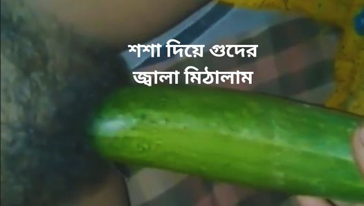 Une Bangladaise sexy se masturbe brutalement avec un concombre