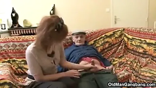 Old man loves sharing hot pussy